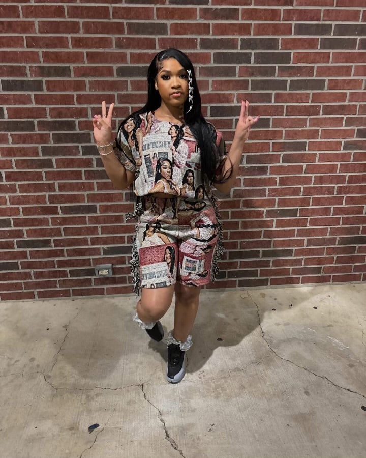 Crop Top Shirt & Shorts Two Piece Set