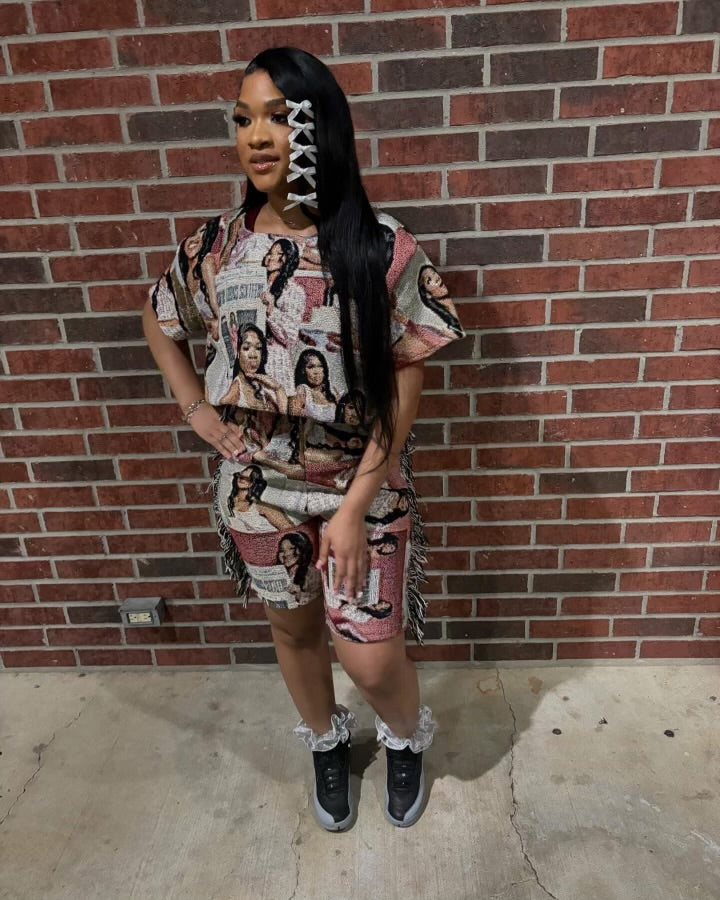 Crop Top Shirt & Shorts Two Piece Set